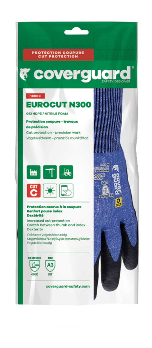EUROCUT N300 FEKETE/KÉK MÁRTOTT VÁGÁSBIZT. VÉDŐKESZTYŰ_7 - Image 3