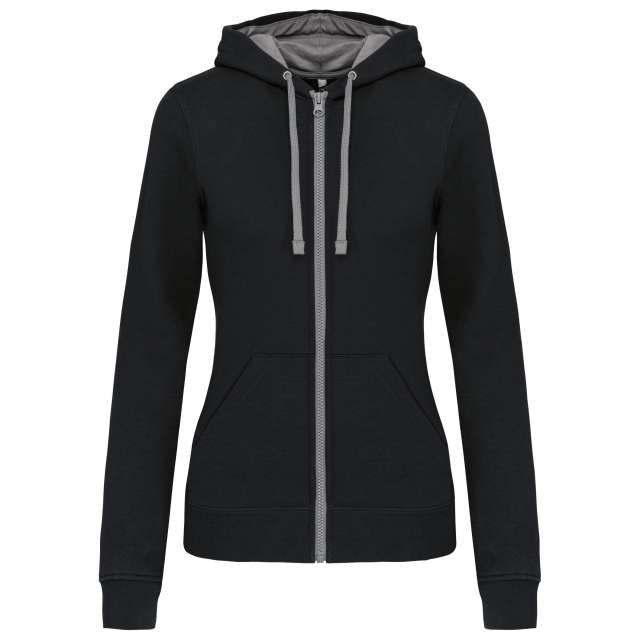 LADIES’ CONTRAST HOODED FULL ZIP SWEATSHIRT - Image 3